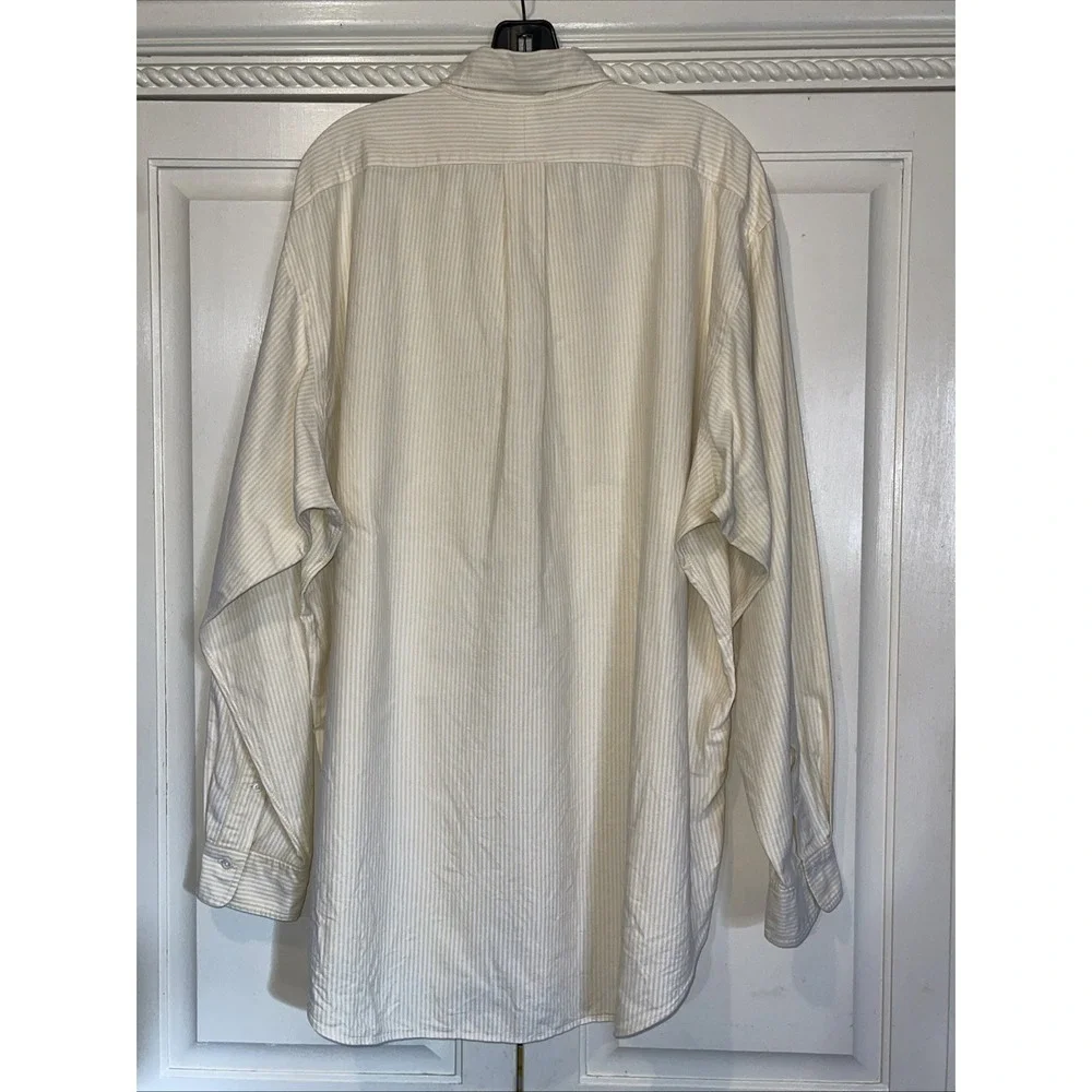 Polo Ralph Lauren‎ Shirt Men XL Yellow Stripes Half Button Down Pullover Vintage
